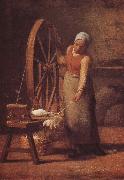 Jean Francois Millet The woman weaving the sweater oil painting